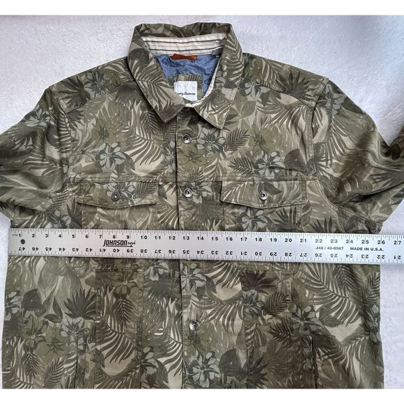 Tommy Bahama Mens 2XL Boracay Como Camo Trucker Jacket Tea Leaf Green Pockets - Picture 6 of 8